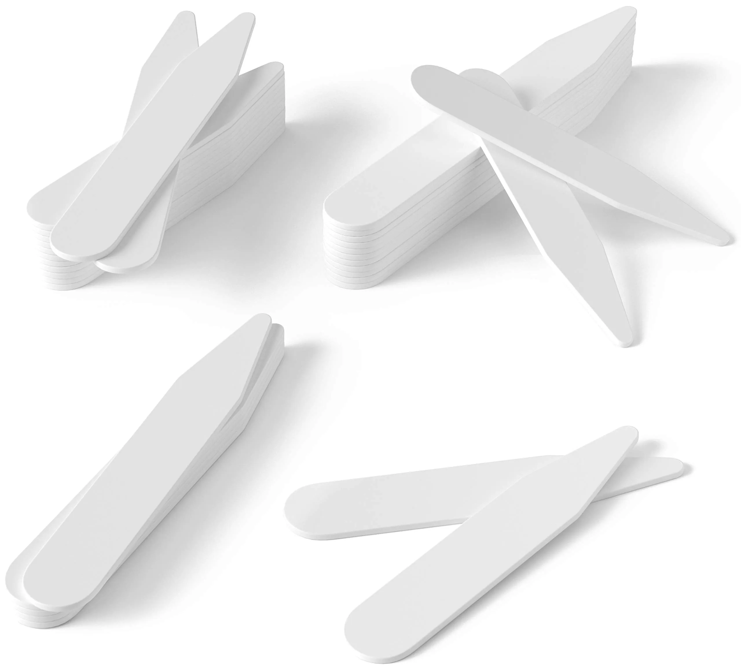 100 Plastic Collar Stays mix sizes (2" 2.2" 2.5" 2.75") White