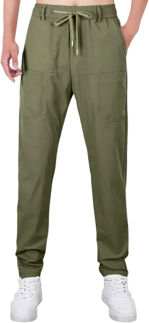 2025 Men's Casual Cargo Pants Elastic Waist Daily Waterproof Pants