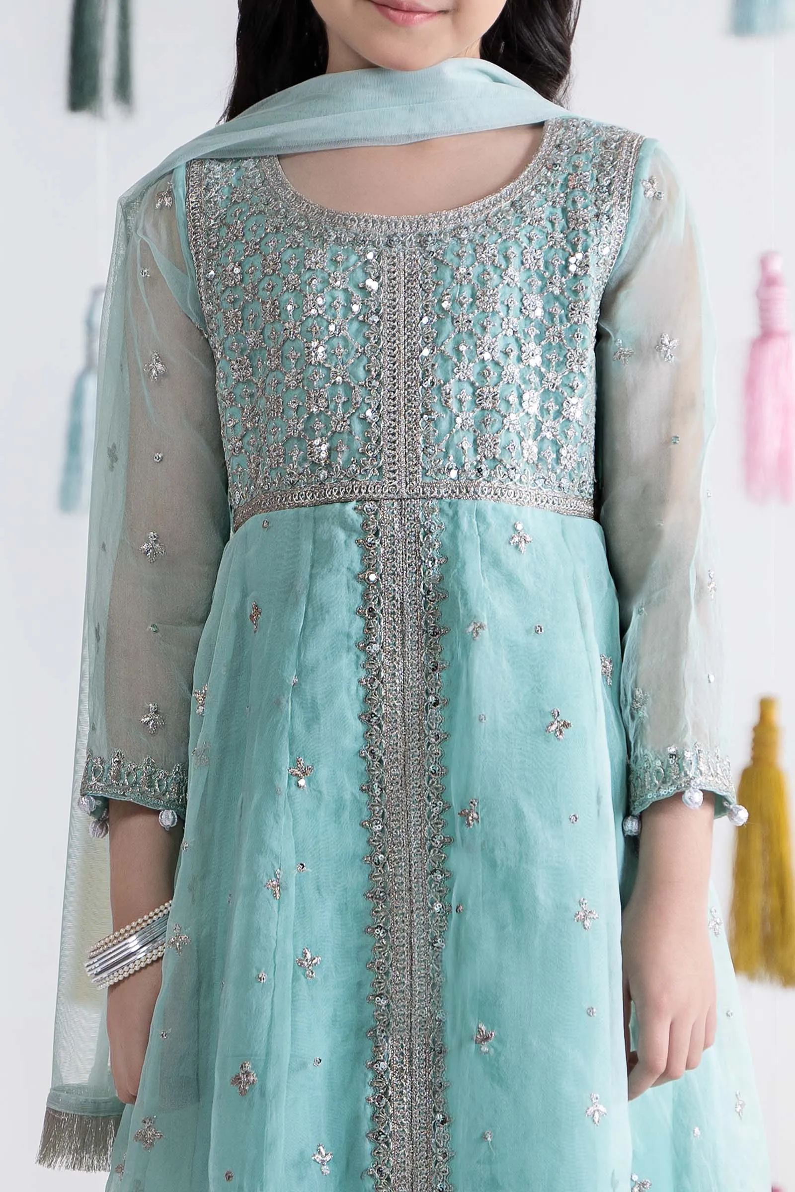 3 Piece Embroidered Organza Suit | MKS-EA24-32