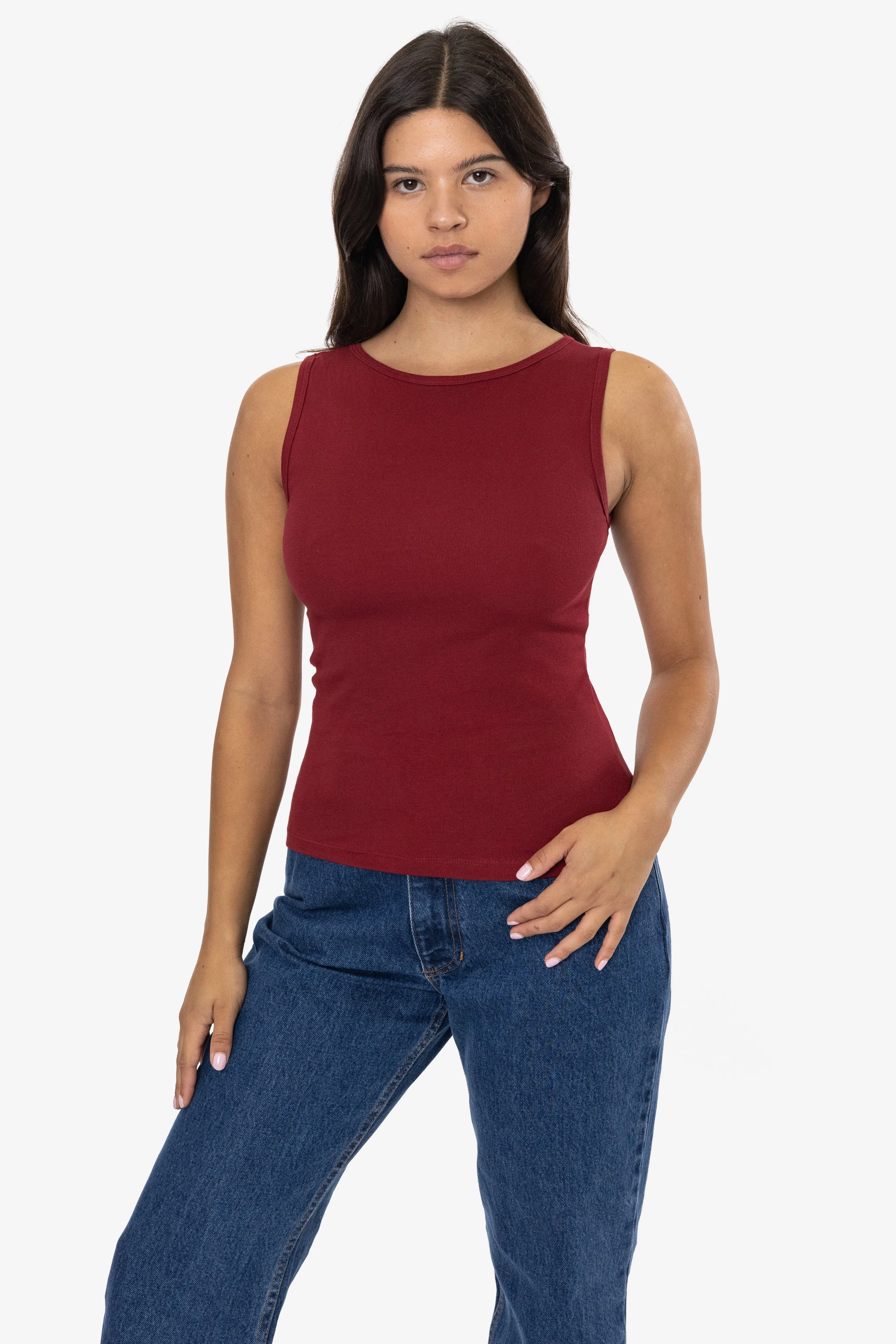 43045 - Baby Rib Sleeveless Boatneck Top