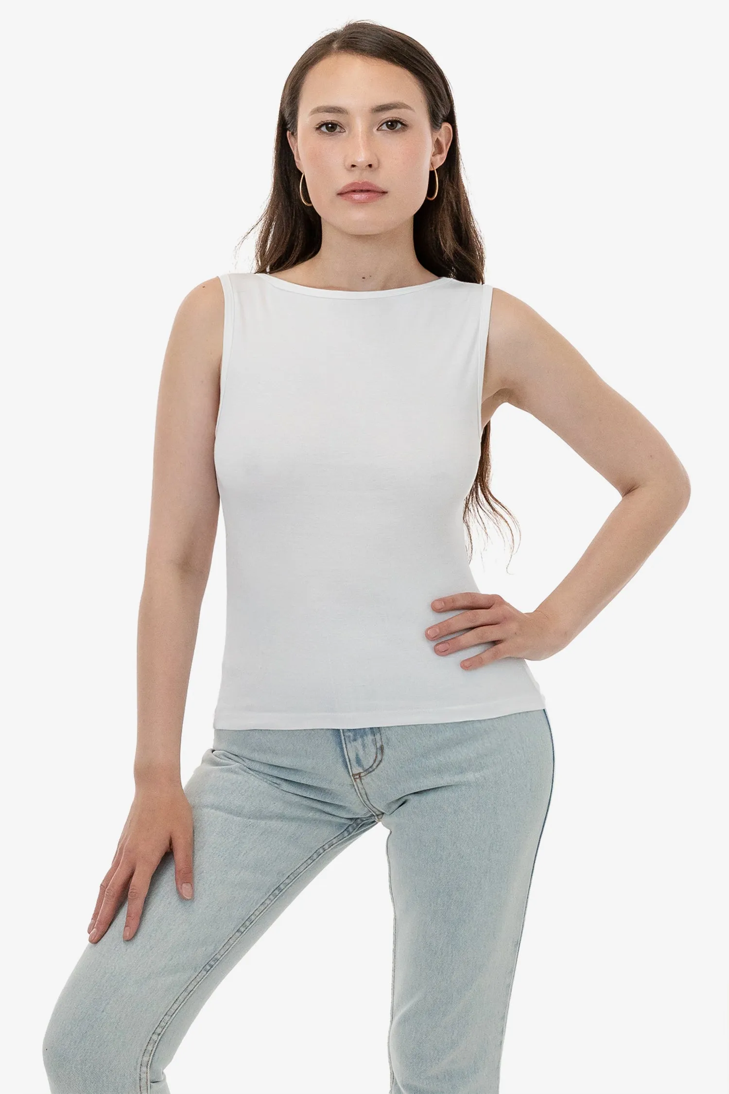 43045 - Baby Rib Sleeveless Boatneck Top