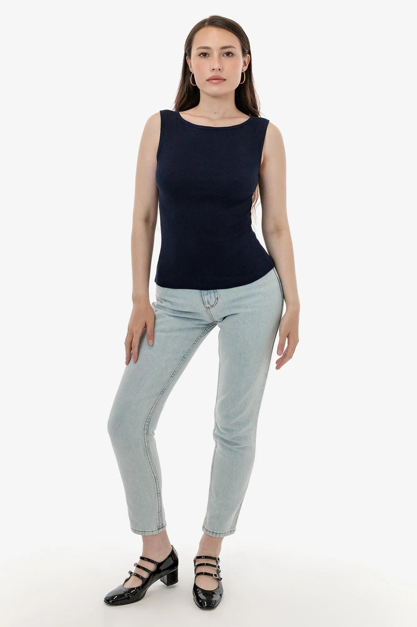 43045 - Baby Rib Sleeveless Boatneck Top