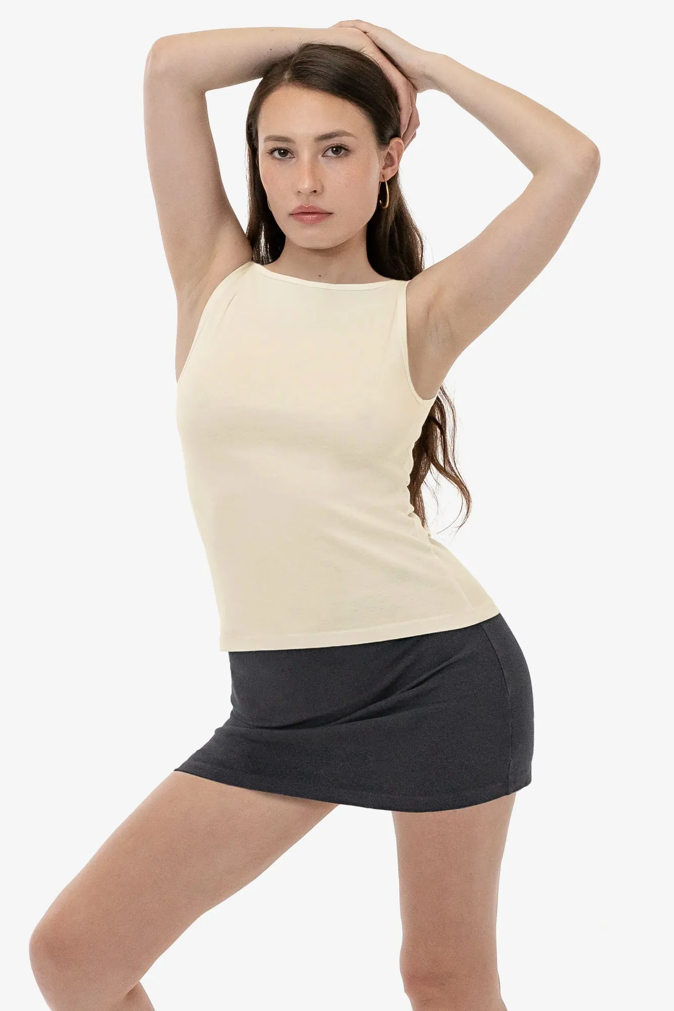 43045 - Baby Rib Sleeveless Boatneck Top