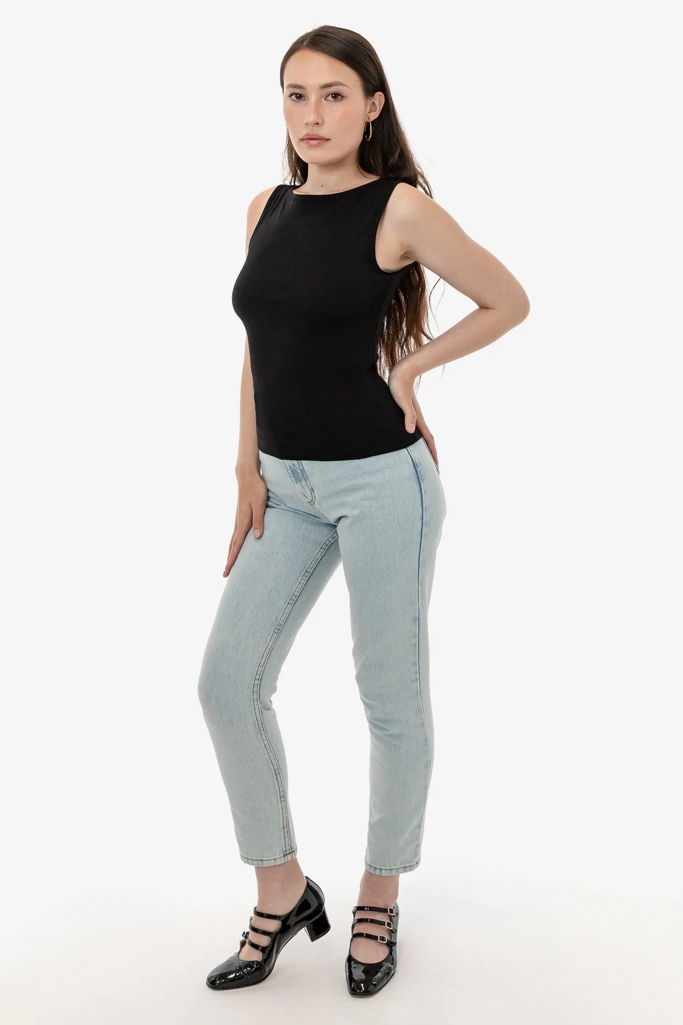 43045 - Baby Rib Sleeveless Boatneck Top