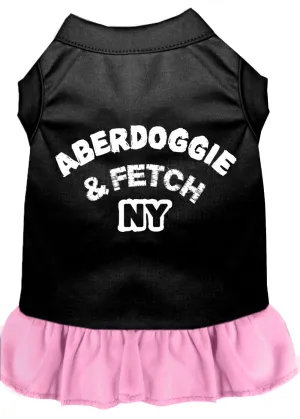 Aberdoggie Ny Screen Print Dog Dress Black With Light Pink Med