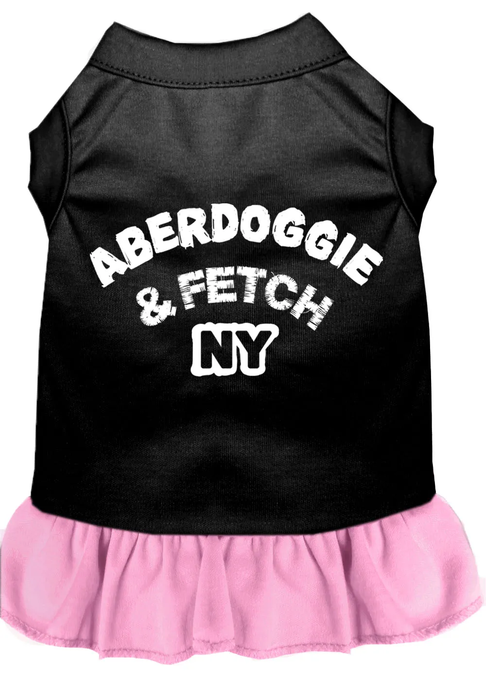 Aberdoggie Ny Screen Print Dog Dress Black With Light Pink Med