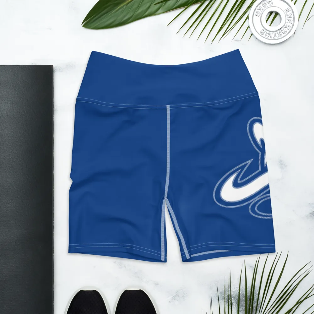 Athletic Apparatus Blue 2 White logo White stitch Yoga Shorts