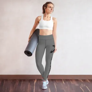 Athletic Apparatus Grey Black logo Yoga Leggings