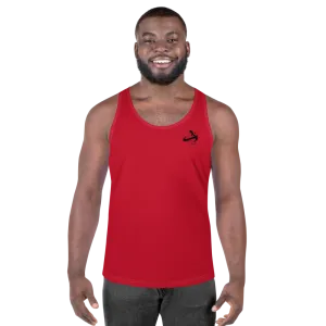 Athletic Apparatus Red Black logo White stitch Unisex Tank Top