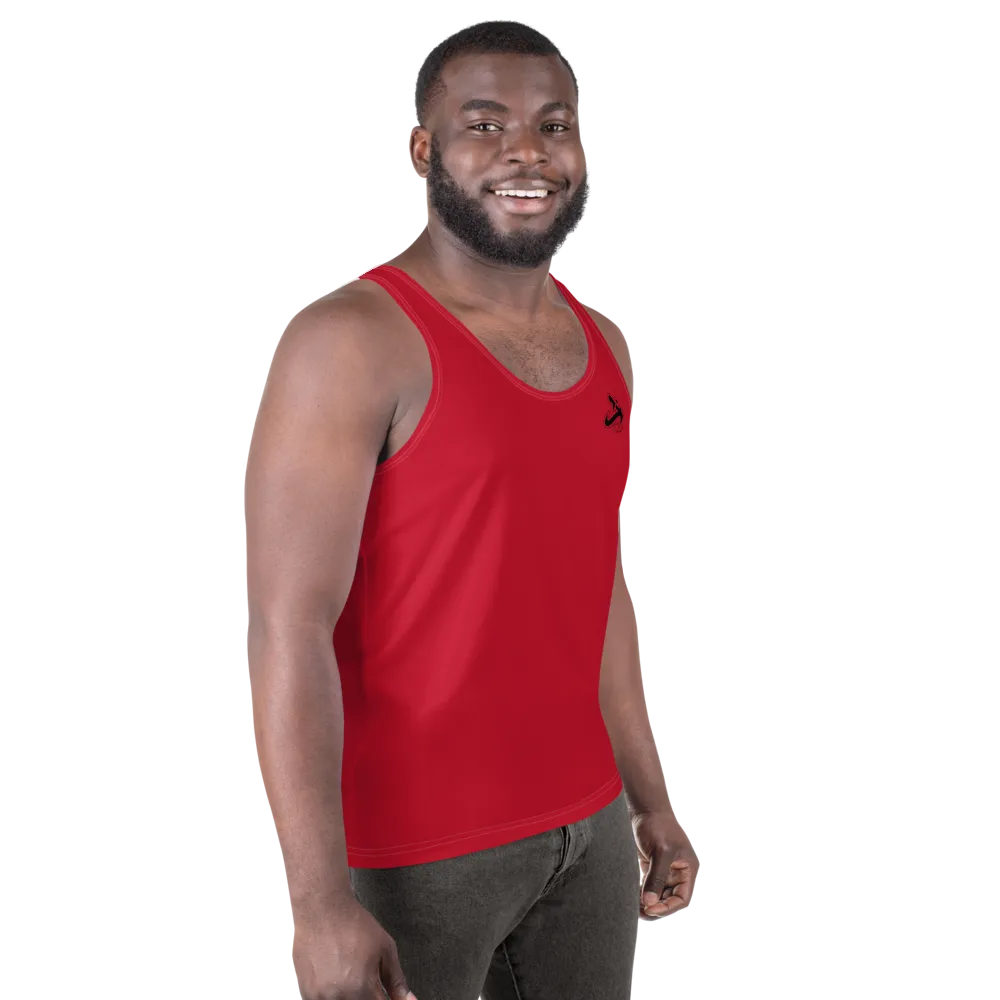 Athletic Apparatus Red Black logo White stitch Unisex Tank Top