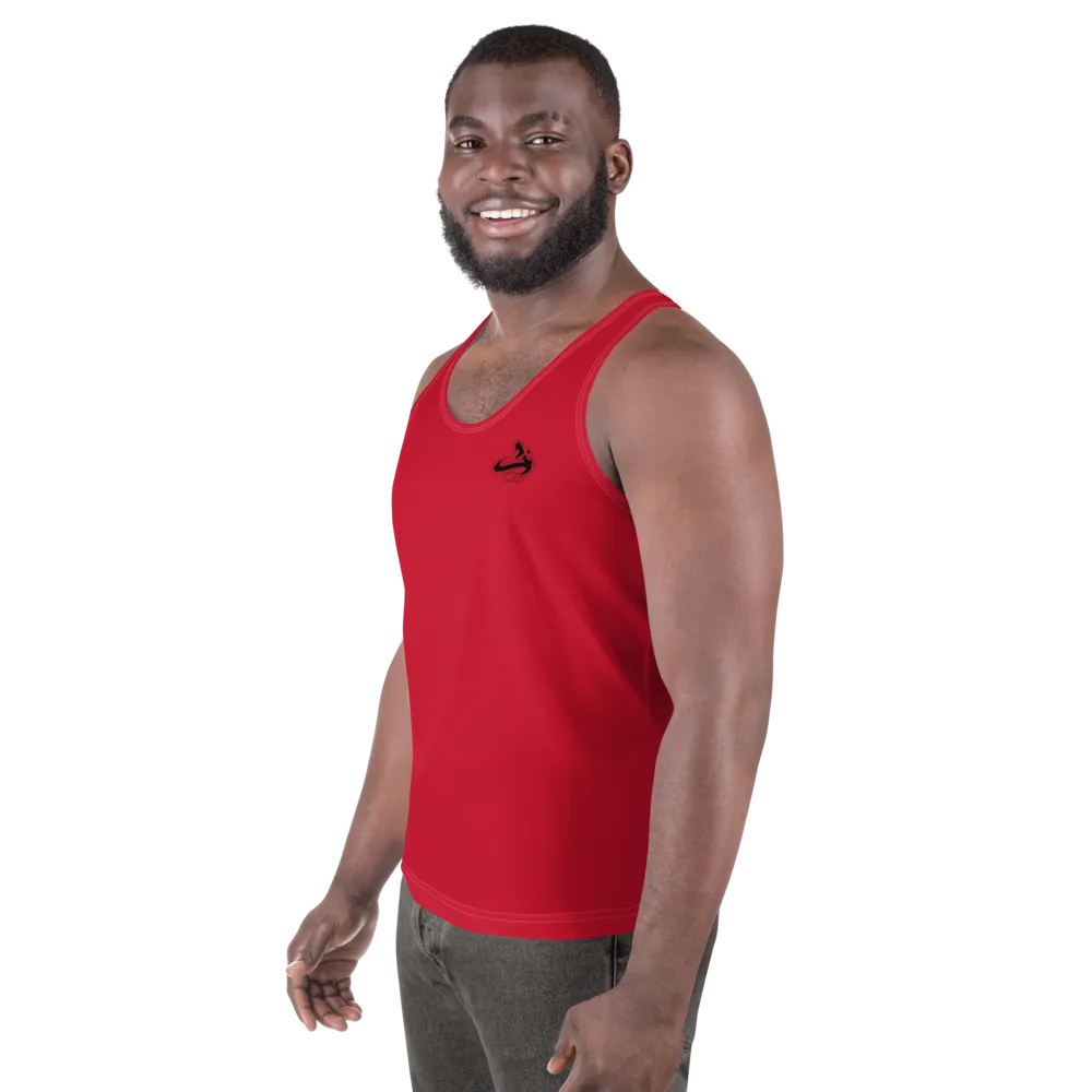 Athletic Apparatus Red Black logo White stitch Unisex Tank Top