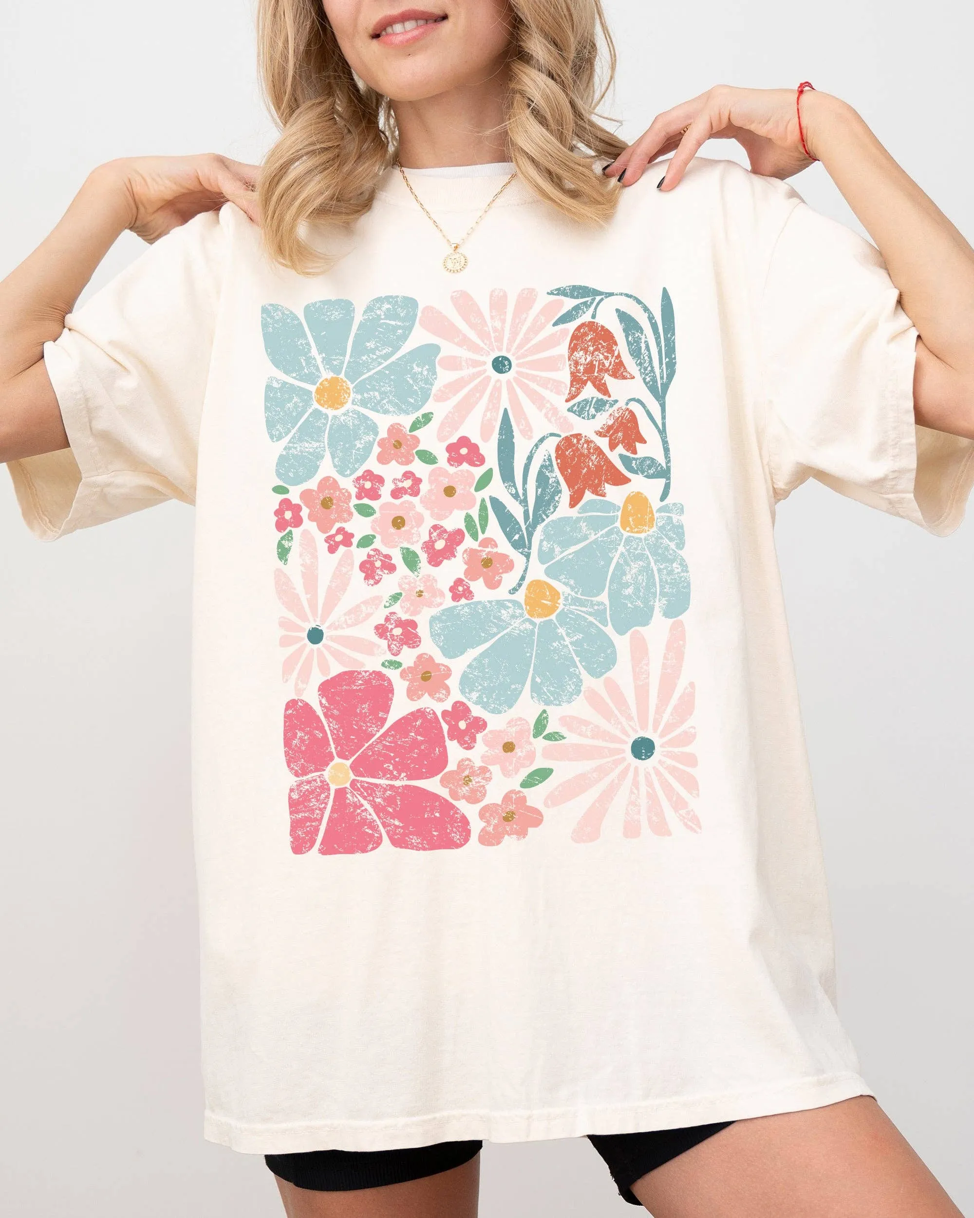 Blossoms Abstract Flowers Boho Floral Tshirt