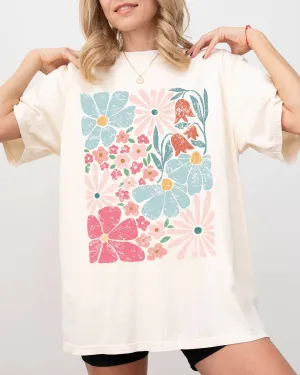 Blossoms Abstract Flowers Boho Floral Tshirt