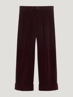 Burgundy Slouchy Cord Trousers