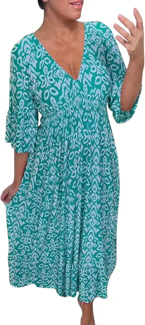 Casual Summer Dresses for Women 2025,Women's Print V-Neck Long Dress Plus Size Fashion Floral Printed Midi Boho Dress