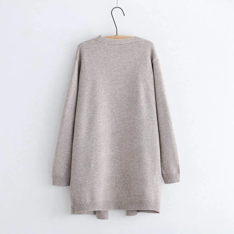 Cat Embroidered Knitted Cardigan