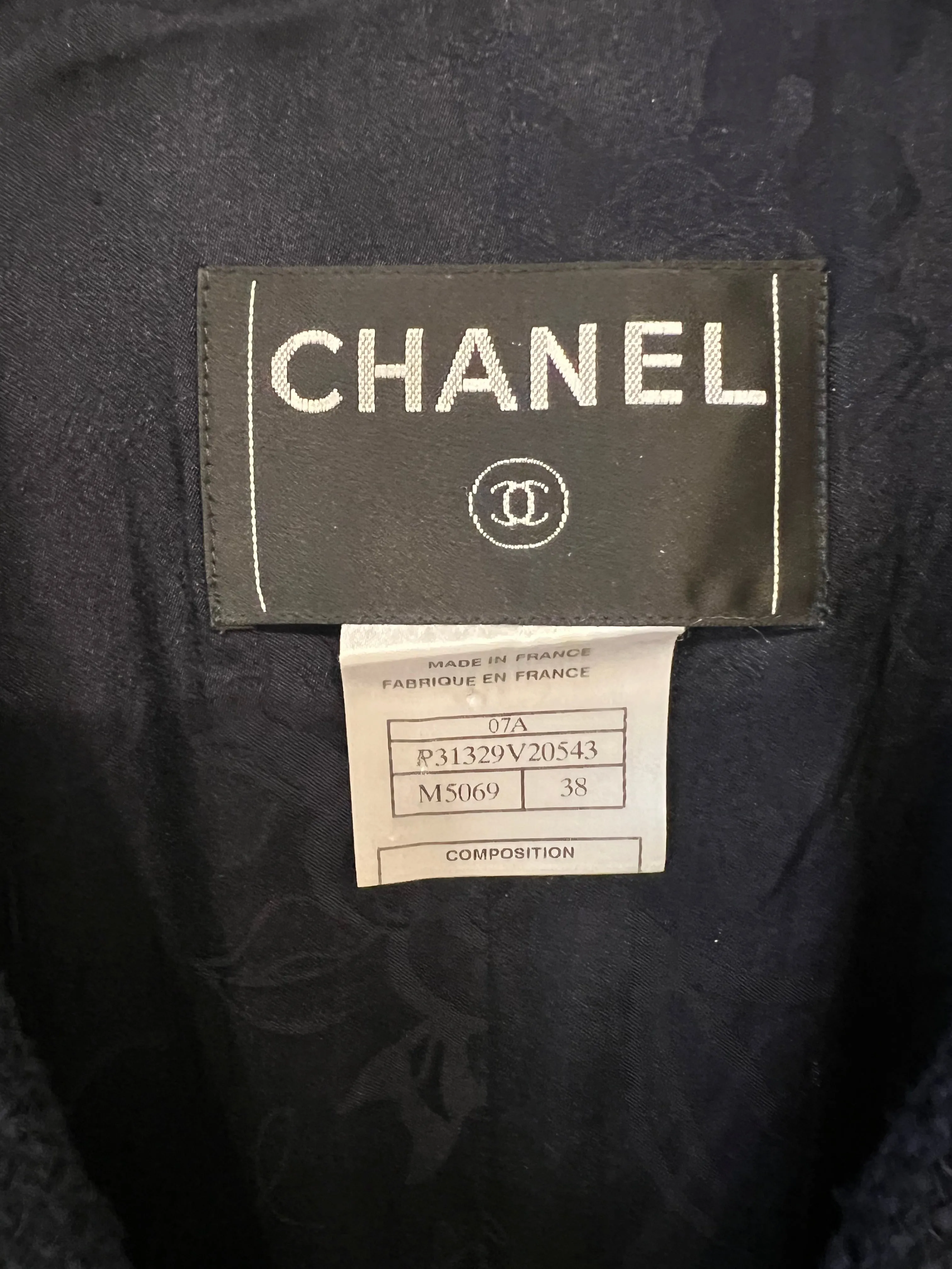 Chanel Paris Monte-carlo Navy Tweed Long Jacket With Gripoix Pearl Details Size Fr 38 (uk 10)
