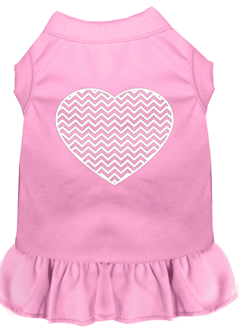 Chevron Heart Screen Print Dress Light Pink Xxl