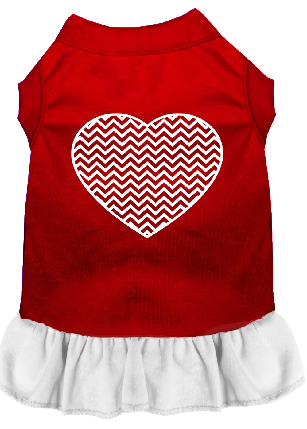 Chevron Heart Screen Print Dress Red With White Med