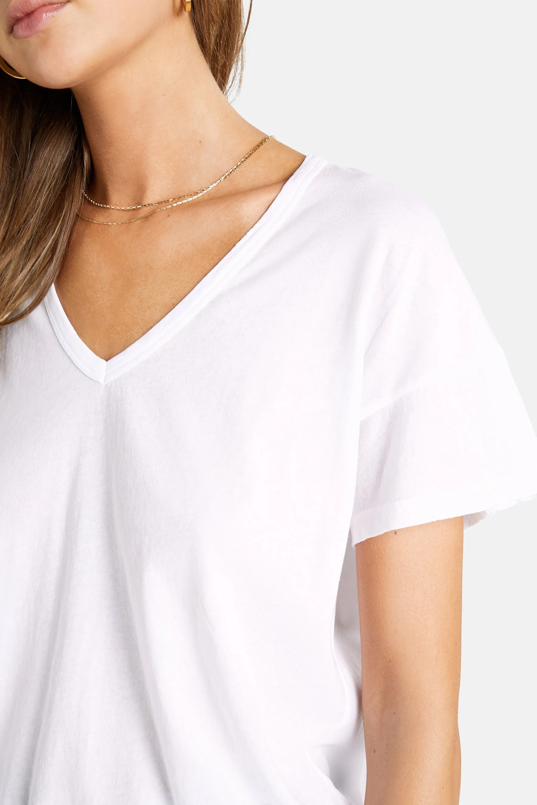 Chrissy V-neck Tee | Clean White
