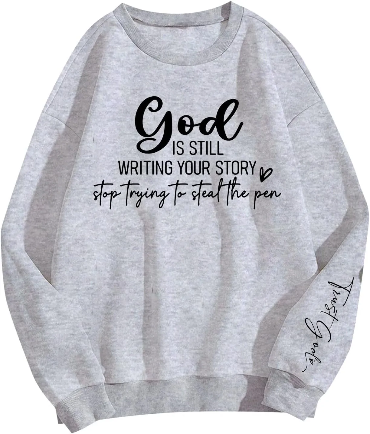 Christian Sweatshirts For Women God Is Still Writing Your Story Letter Graphic Crewneck Long Sleeve Sweatshirt
