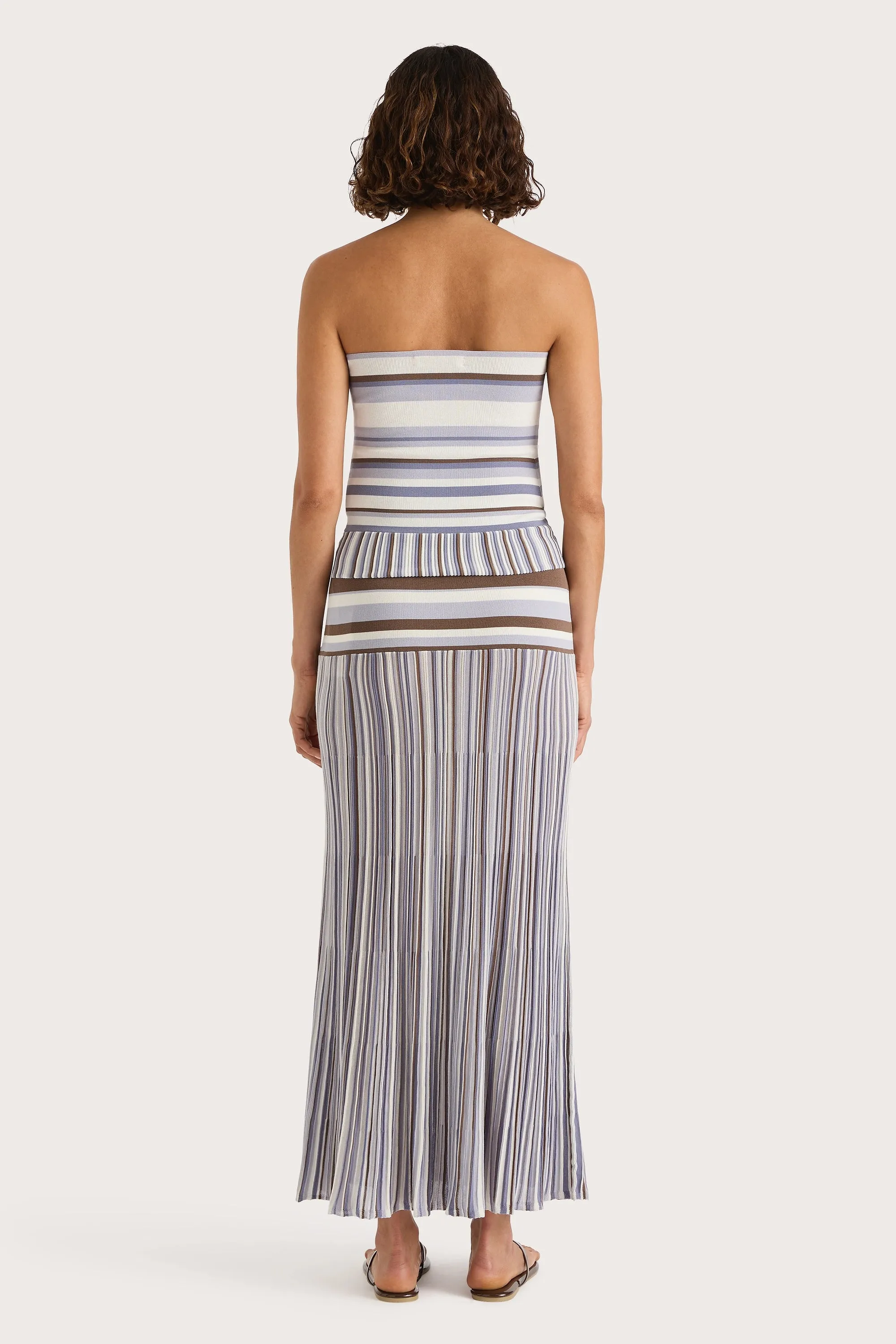 Citara Strapless Top Pale Blue Stripe