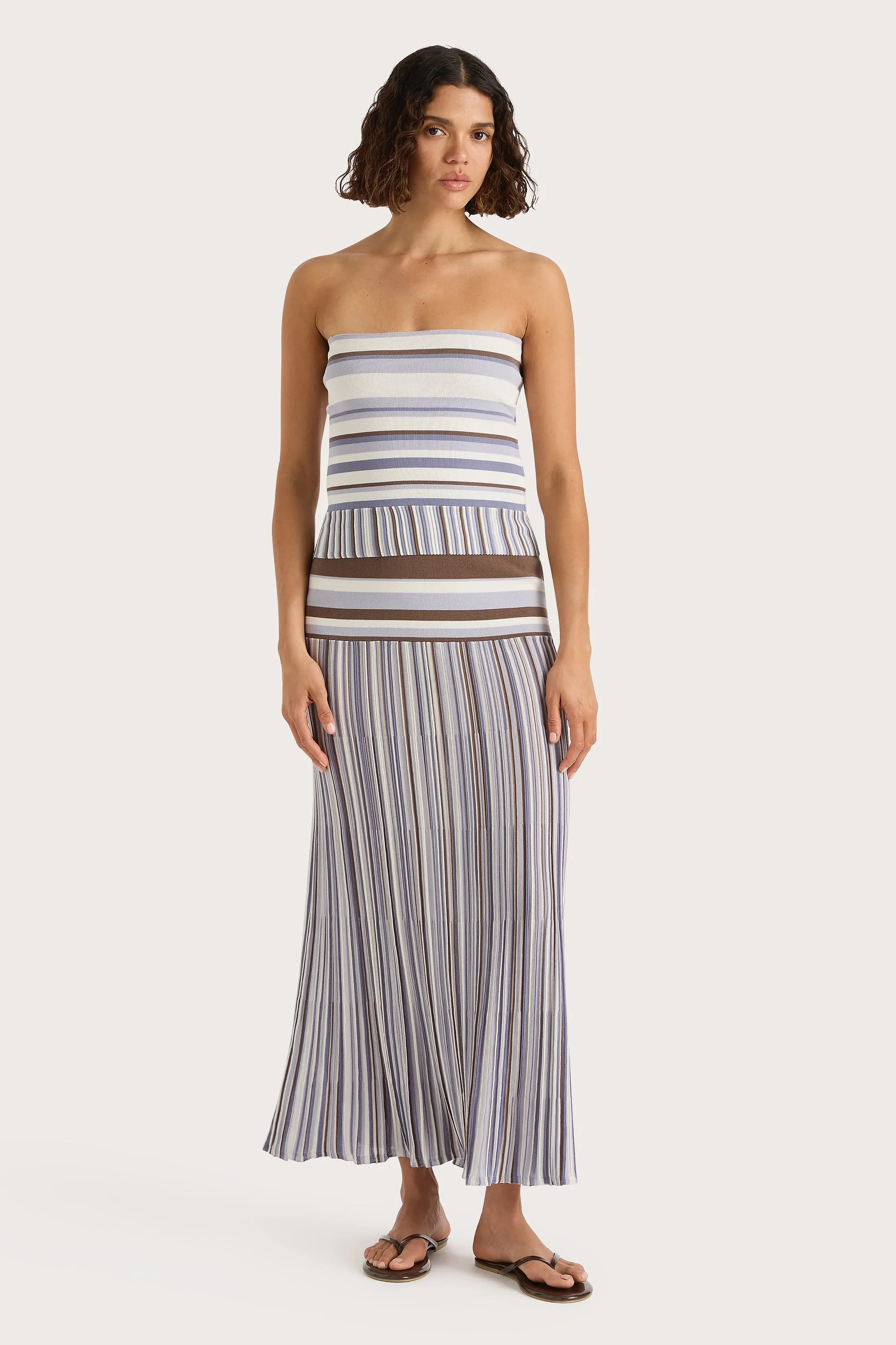 Citara Strapless Top Pale Blue Stripe