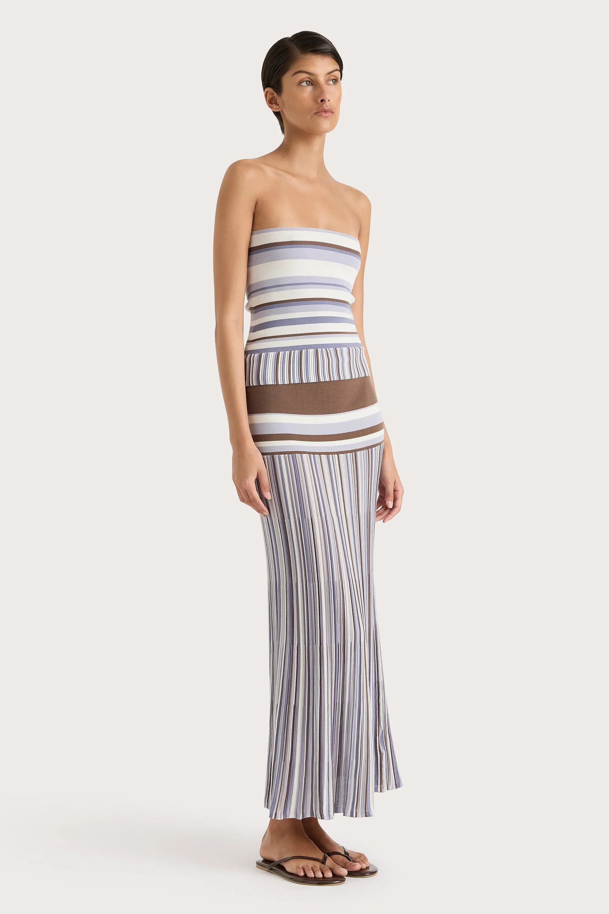 Citara Strapless Top Pale Blue Stripe