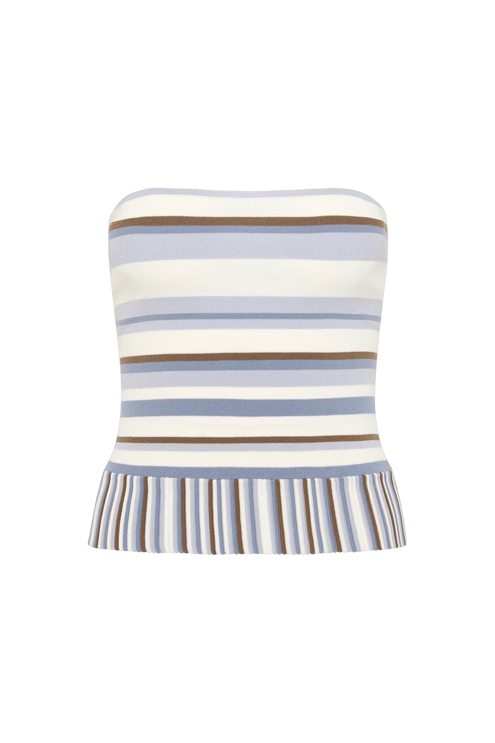 Citara Strapless Top Pale Blue Stripe