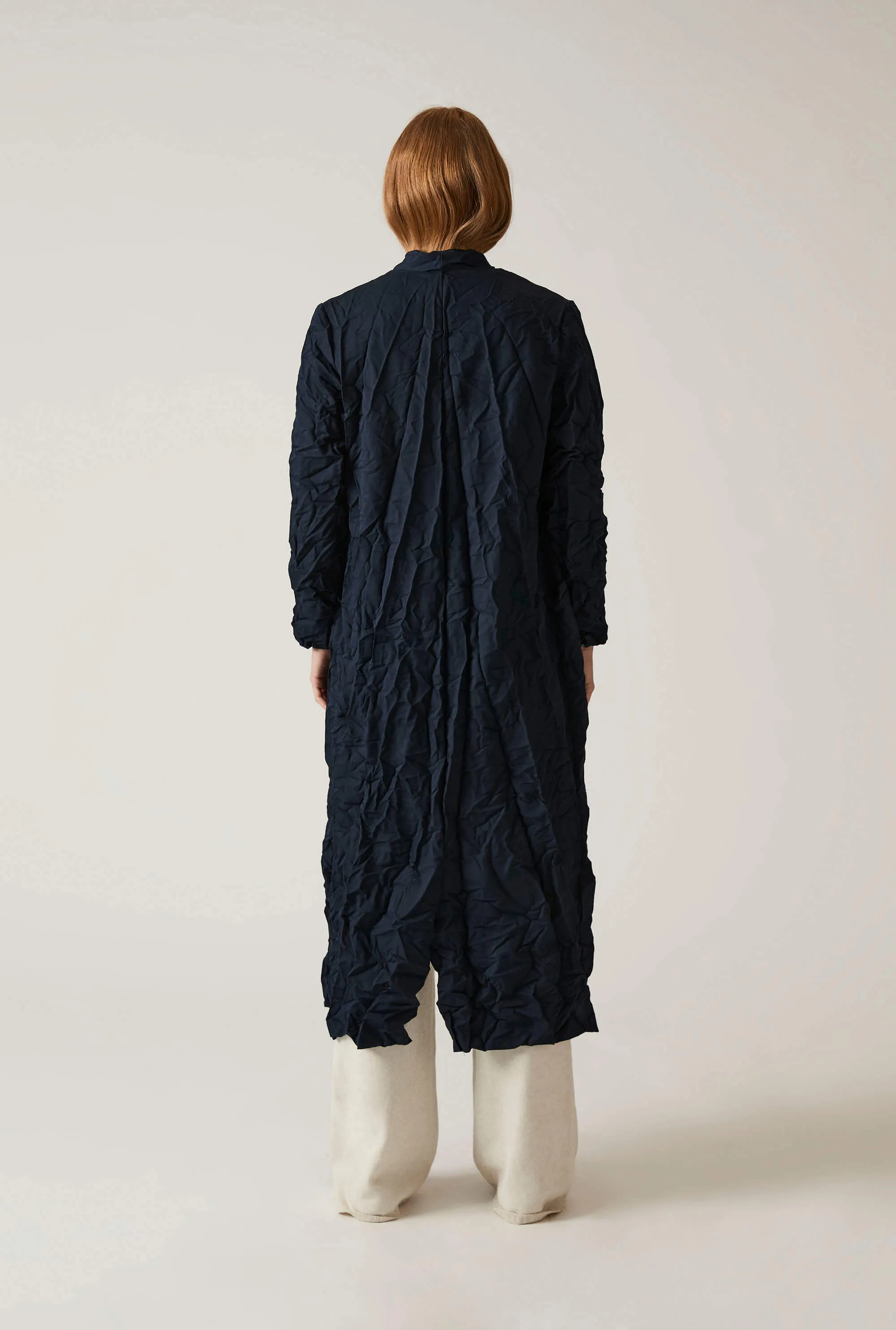 Crinkled Navy Cardigan