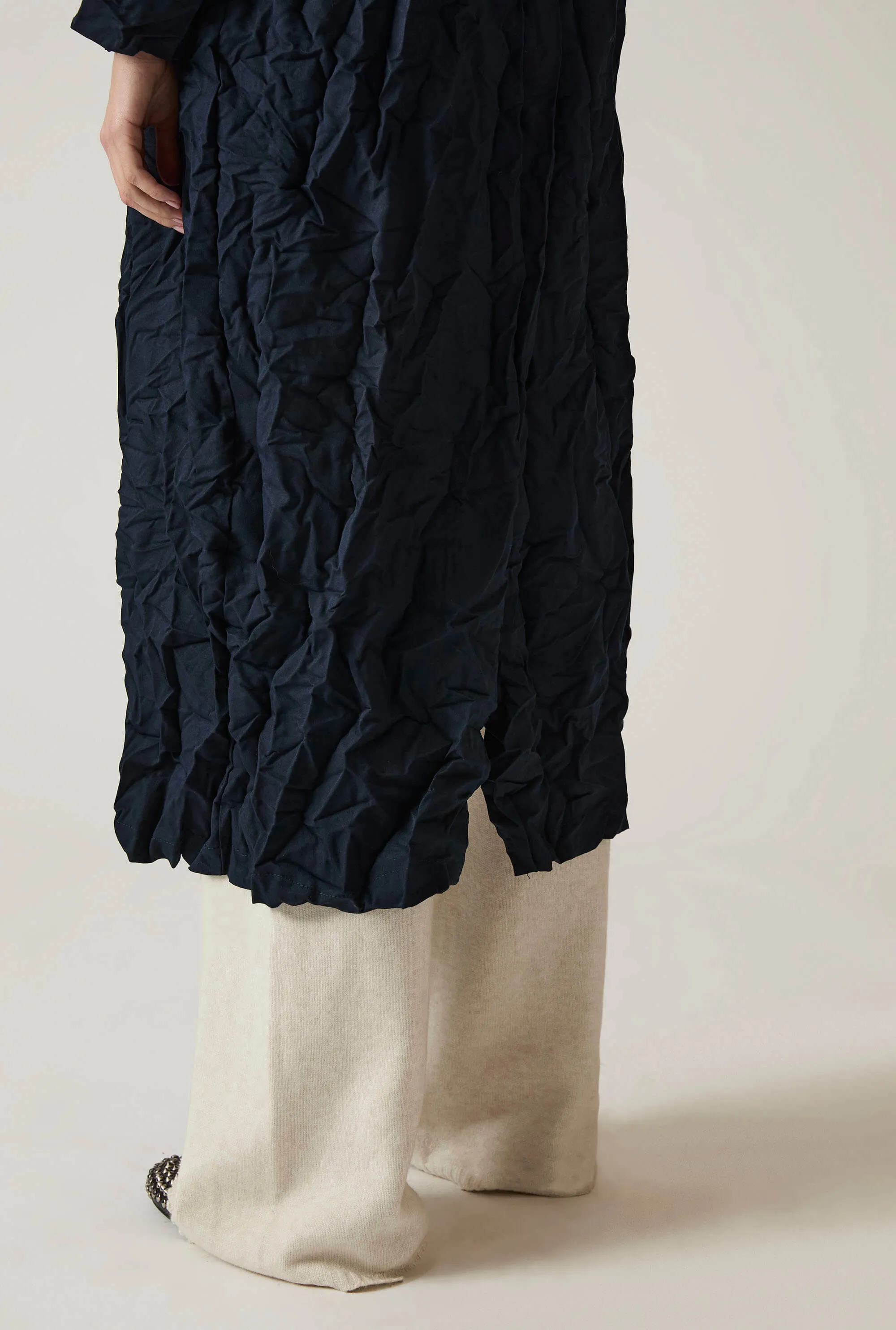Crinkled Navy Cardigan
