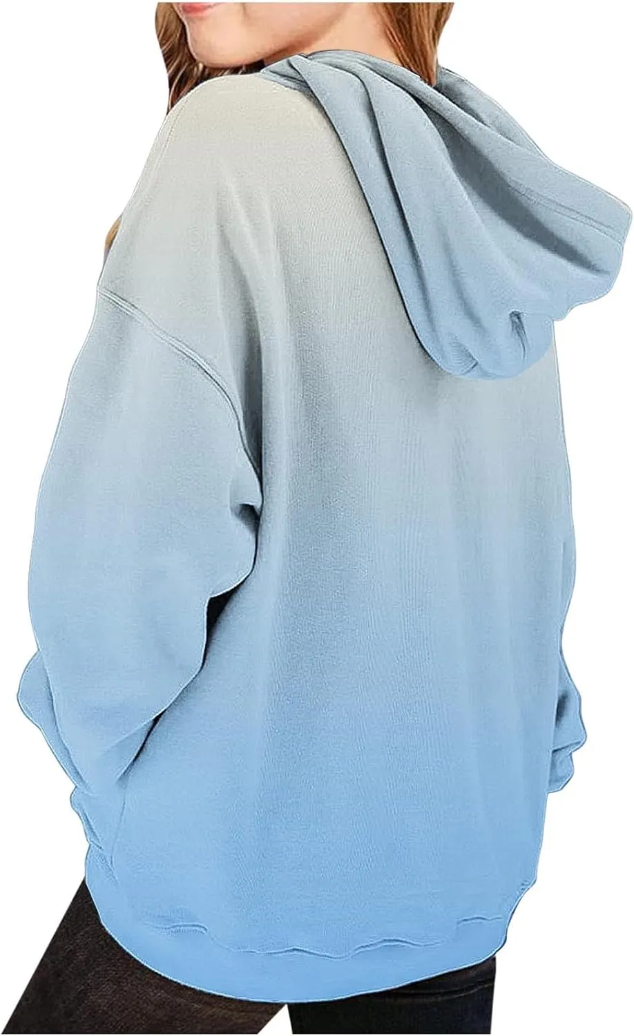 Cute Hoodies for Teen Girls Trendy Preppy Hooded Sweatshirts Oversized Long Sleeve Shirts Gradient Y2k Daily Costume