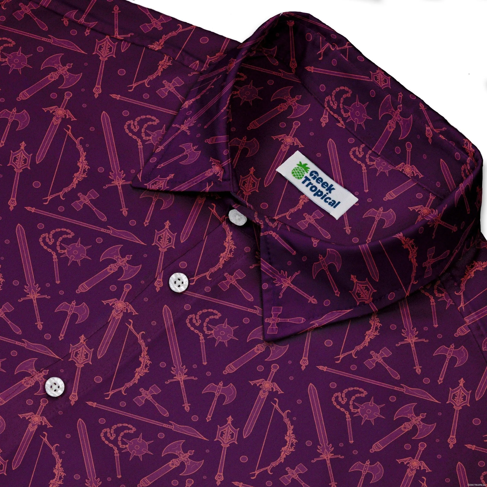 Dnd Medieval Weapons Button Up Shirt