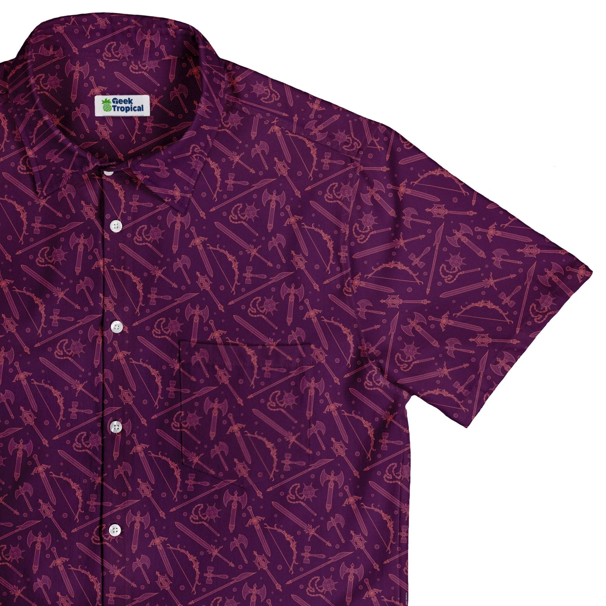 Dnd Medieval Weapons Button Up Shirt