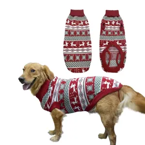Dog Sweater Ugly Christmas Reindeer Sweater Xmas Pet Winter Knitwear Clothes Warm Turtleneck Sweater Outfit for Medium Large Dogs