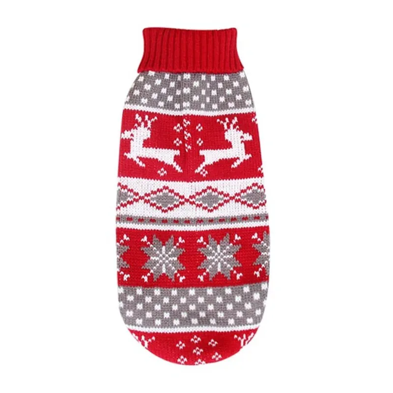 Dog Sweater Ugly Christmas Reindeer Sweater Xmas Pet Winter Knitwear Clothes Warm Turtleneck Sweater Outfit for Medium Large Dogs