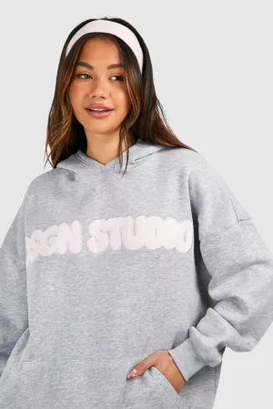 Dsgn Studio Applique Oversized Hood For Women-Bho-2380Grey