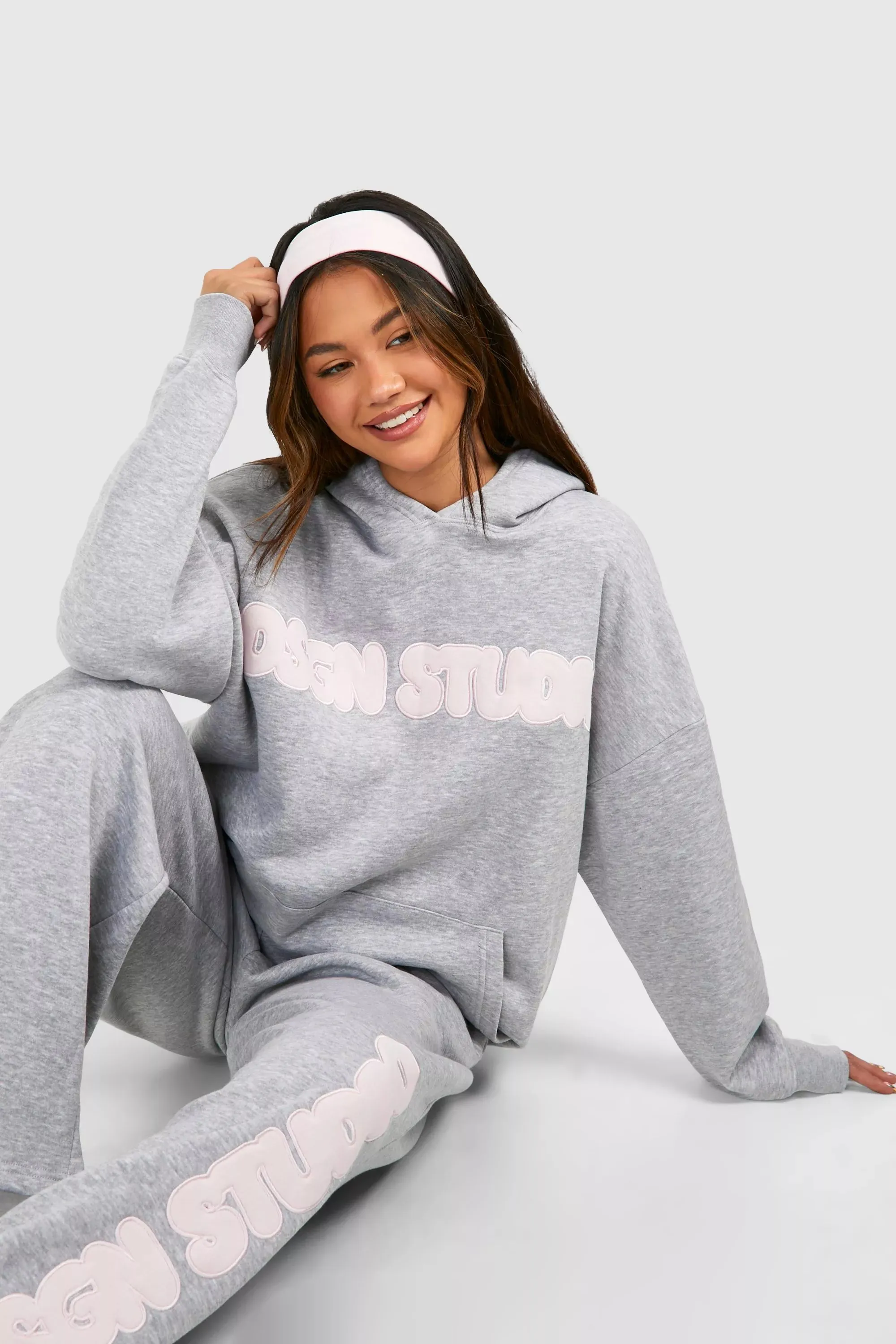 Dsgn Studio Applique Oversized Hood For Women-Bho-2380Grey