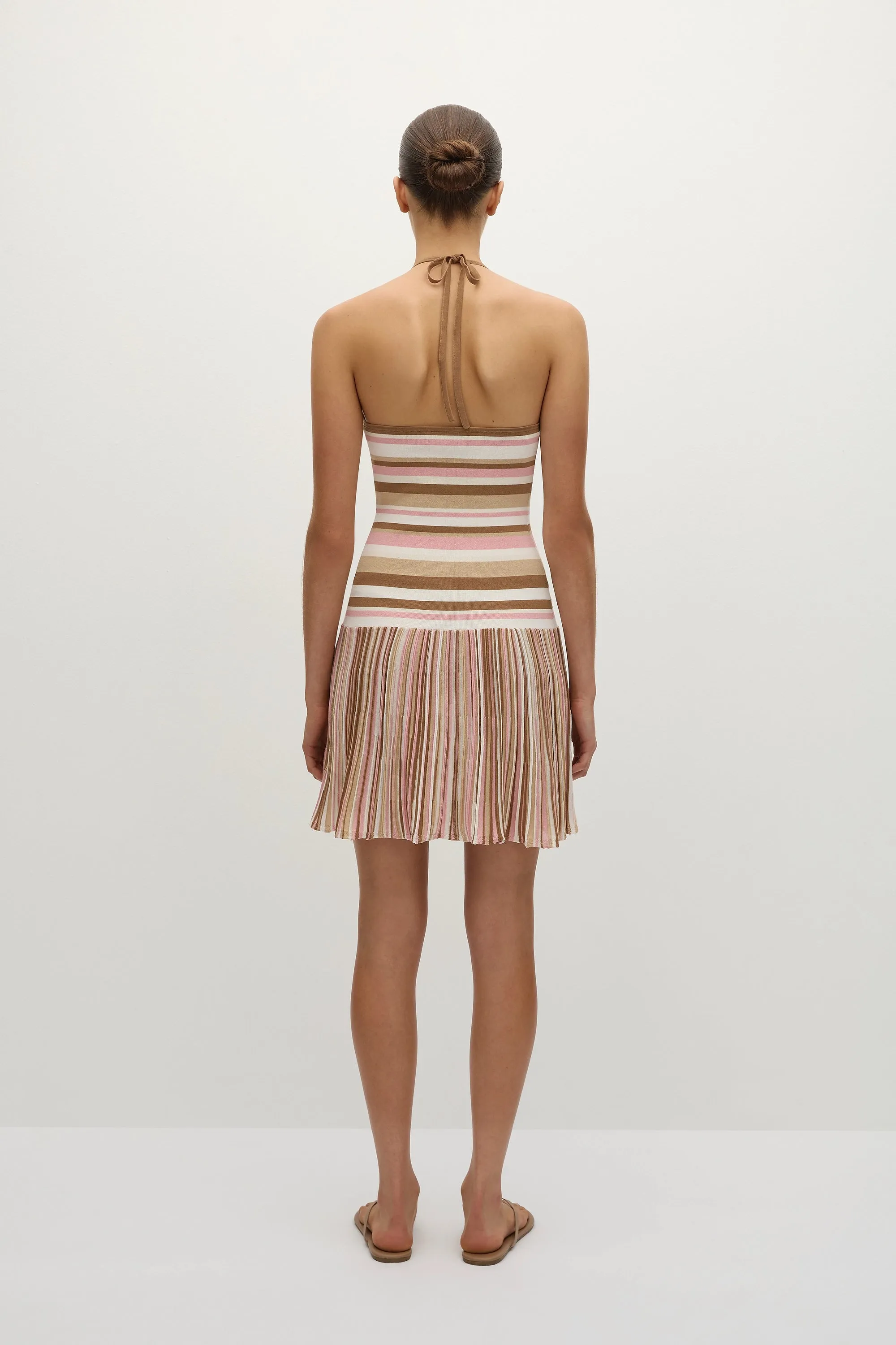 Elea Mini Dress Puce Sepia Stripe