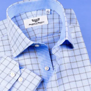 Elegant Light Blue Check With Hounds Tooth Inner Lining Formal Business Dress Luxury Fashion