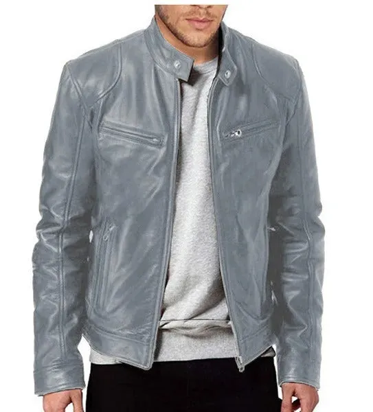 Ethan - Heren motor leren jas slim fit korte jas