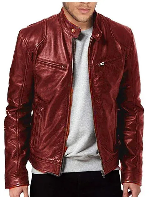 Ethan - Heren motor leren jas slim fit korte jas