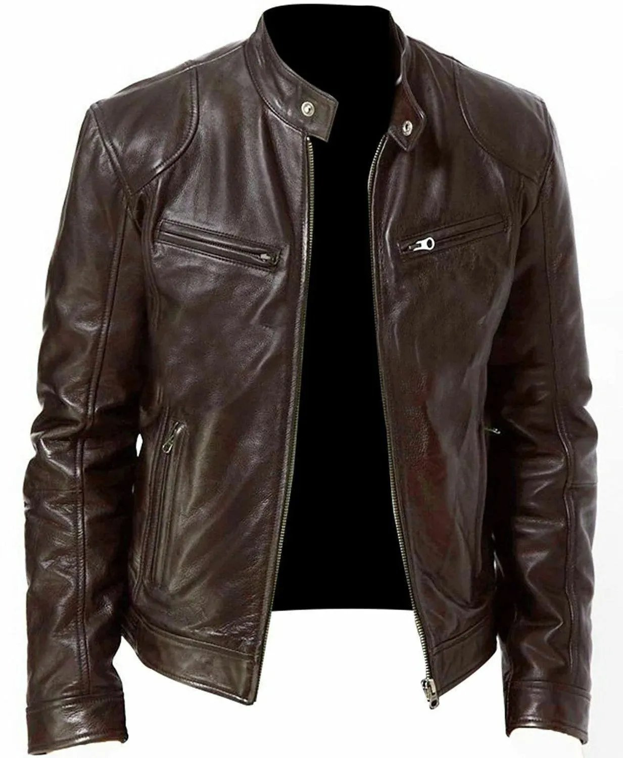 Ethan - Heren motor leren jas slim fit korte jas