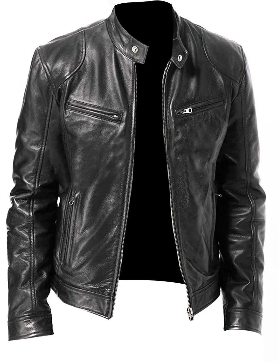 Ethan - Heren motor leren jas slim fit korte jas