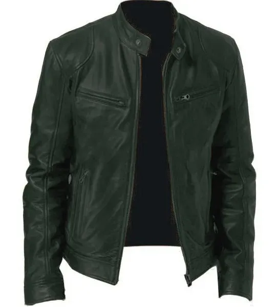 Ethan - Heren motor leren jas slim fit korte jas