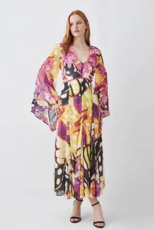 Floral Embroidered Woven Midi Dress