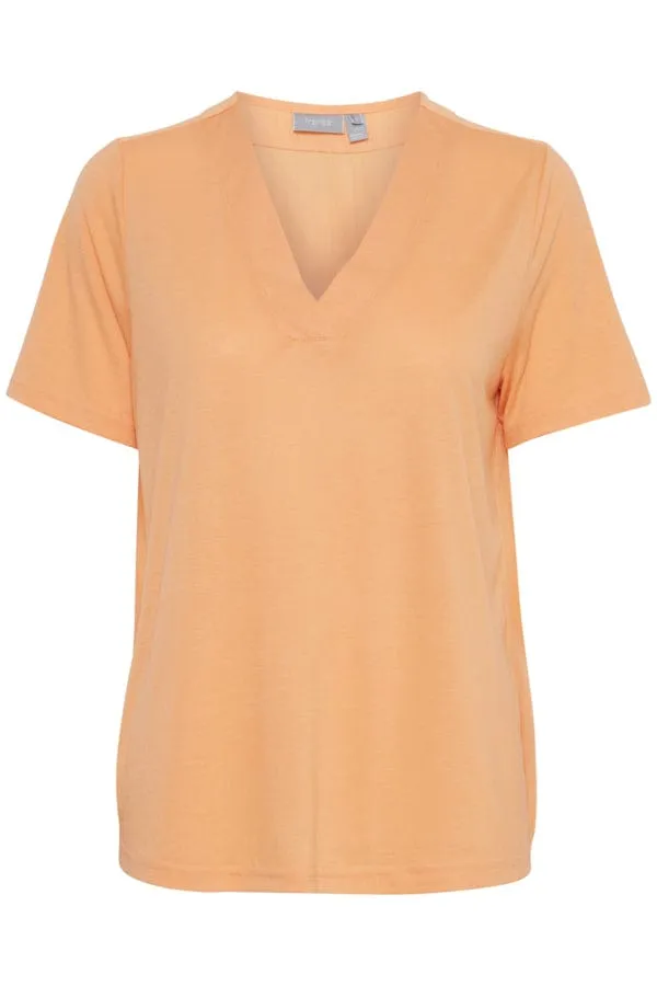Fransa V Neck Top Apricot
