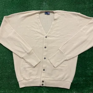 Grandpa Style Plain Vintage 80s Knit Golf Cardigan Sweater