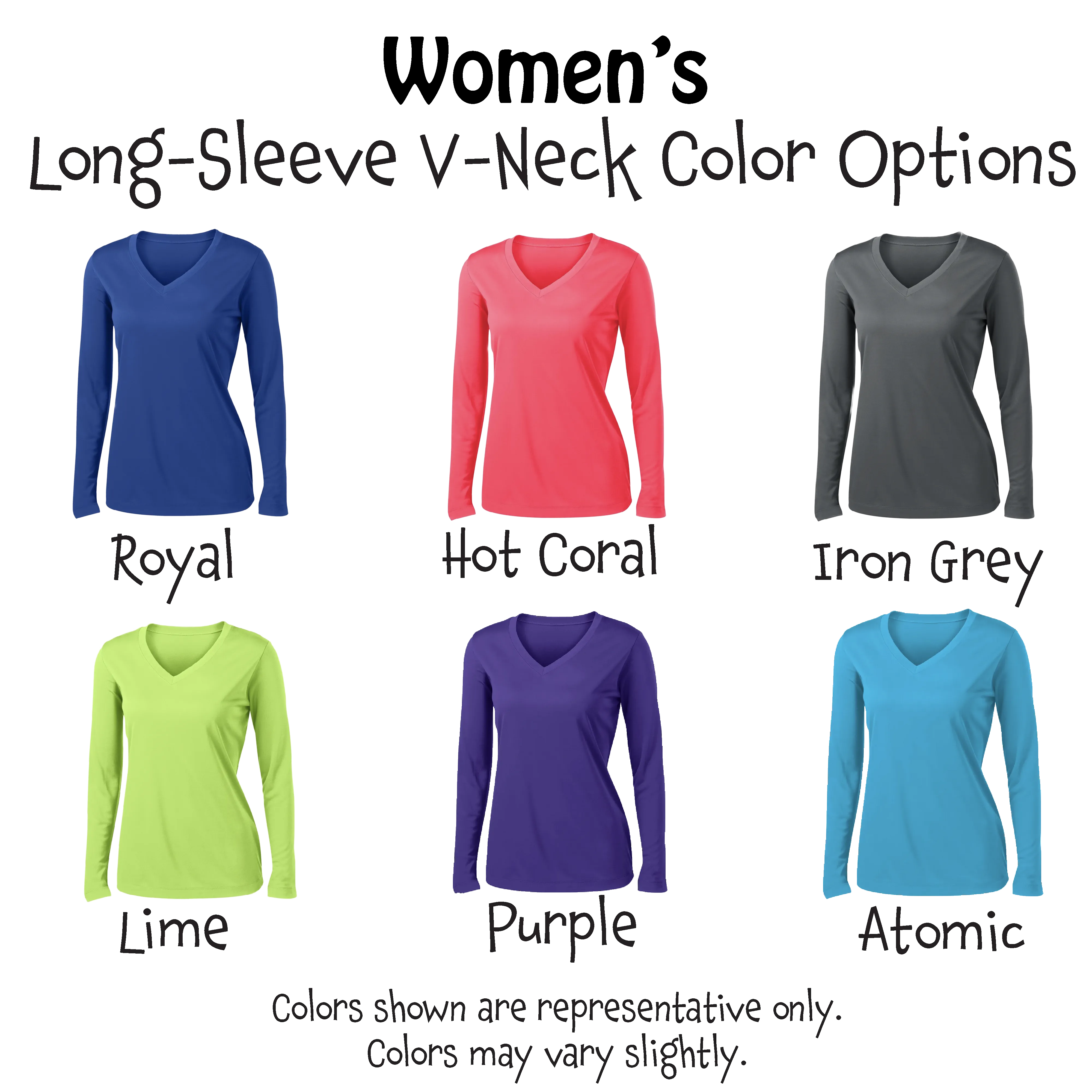 Heber Valley Pickleball Club (Large) | Women's Long Sleeve V-Neck Pickleball Shirts | 100% Polyester