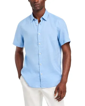 Hugo Boss Mens Slim fit Short Sleeve Button-Up Shirt XXL Light Blue Solid